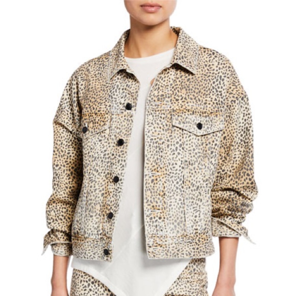 Alexander Wang Cheetah Game Jean Denim Jacket L